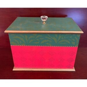 Decorative Wood Christmas Card Box With Doorknob Handle 9.5"L x 6.5"H x 6"W